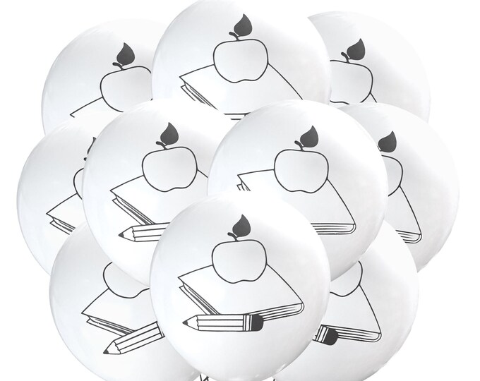 12ct Teacher Balloons, School Party Balloons, Classroom Theme Party, Reading Balloons, Teacher Birthday Theme, Teaching Decorations