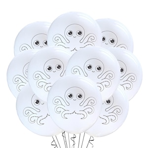 12ct Cute Octopus Balloons, Octopus Party Balloons, Octopus Theme Party Decoration, Ocean Balloons