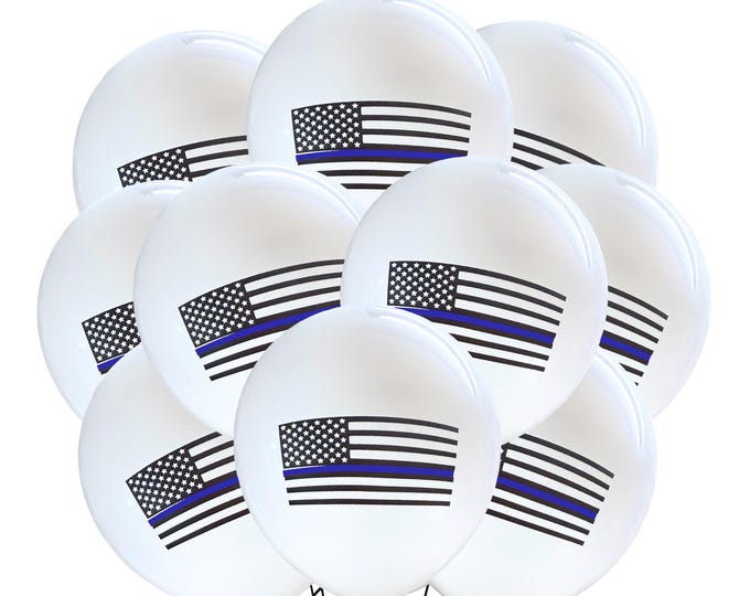 12ct Police Balloons, Cop Party Balloons, Police Theme, Thin Blue Line Balloons, Police Birthday Theme, Law Enforcement Party Decorations