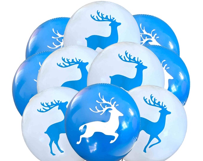 Deer Birthday Party Balloons, Blue Deer Balloons, Hunting Party Decorations, Hunter Birthday Ideas