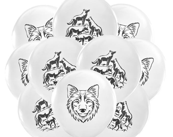 Wolf Balloons 12", Wolves Party Decor, Wolf Pack Party Latex Balloons, Furry Birthday Party, Wolf Event, Wolf Birthday