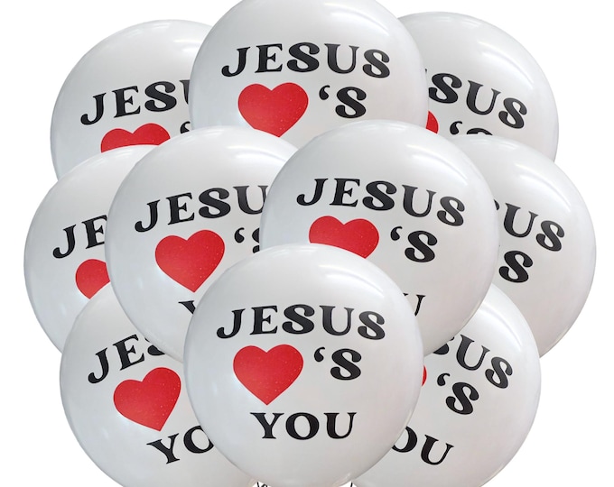 12ct Jesus Balloons, Jesus Loves You Party Balloons, Christian Theme Party Decoration, Christian Balloons, Jesus Birthday Theme, Church