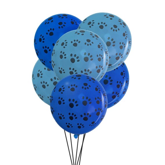 12 PACK Blue Paw Print Balloons Dog Party Birthday Party Etsy