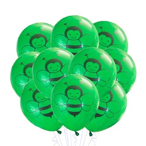 Green Bee Theme Balloons, 12&quot; Bumble Bee Birthday Balloons, Green Bee Party Balloons, Bee Theme Birthday, Green Bee Birthday