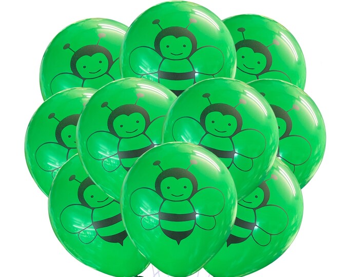 Green Bee Theme Balloons, 12" Bumble Bee Birthday Balloons, Green Bee Party Balloons, Bee Theme Birthday, Green Bee Birthday