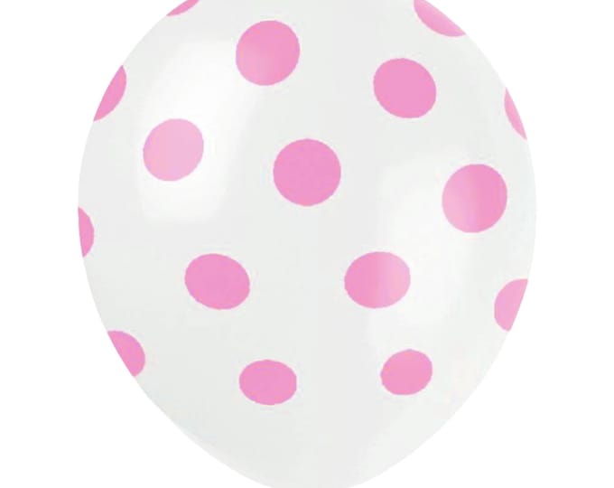 12 Pack Pink Polka Dots Balloons, 12" Transparent Balloons Pink Dot Party Balloons, Pink Themed party decor, clear balloons with pink dots