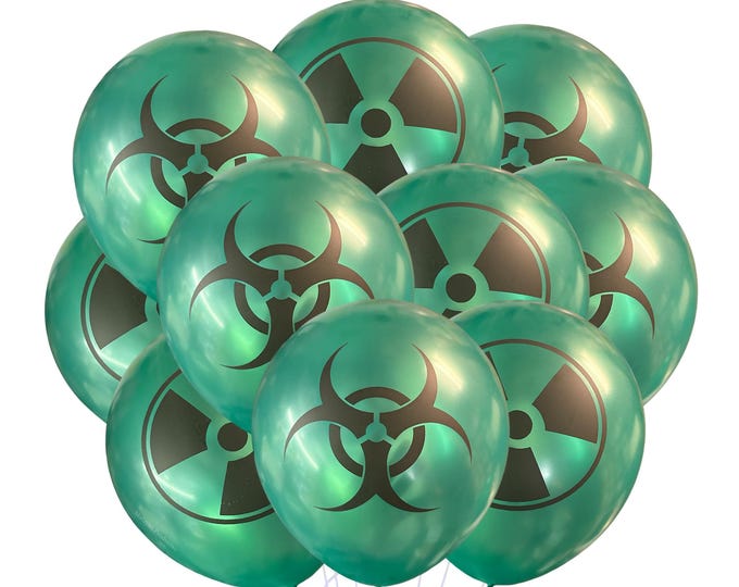 Green Hazard Balloon Party Theme, Bio Hazard Birthday 12", Boys Birthday Party Theme, Video Game Birthday, Apocalypses Balloons Nuke Zombie