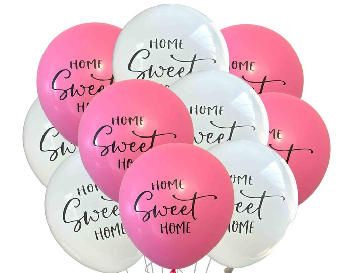 Home Sweet Home balloons Pink 12", New House Party Balloons, Housewarming party, New Home Balloons, Realtor Balloons, Welcome Home Balloons