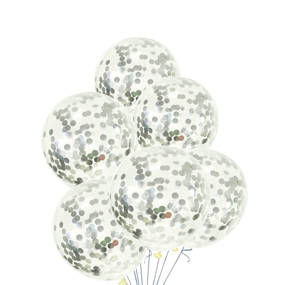 Silver Confetti Balloons 25th Anniversary Balloons Etsy