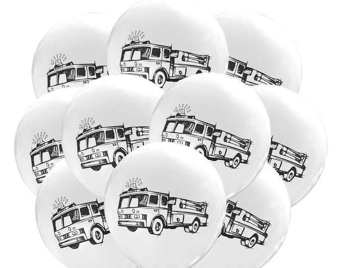 Fire Truck Balloons Latex 12 Count, Fire truck Birthday Party, Firefighter Birthday, Firetruck Balloons, Fire Engine Balloons, Fireman Theme