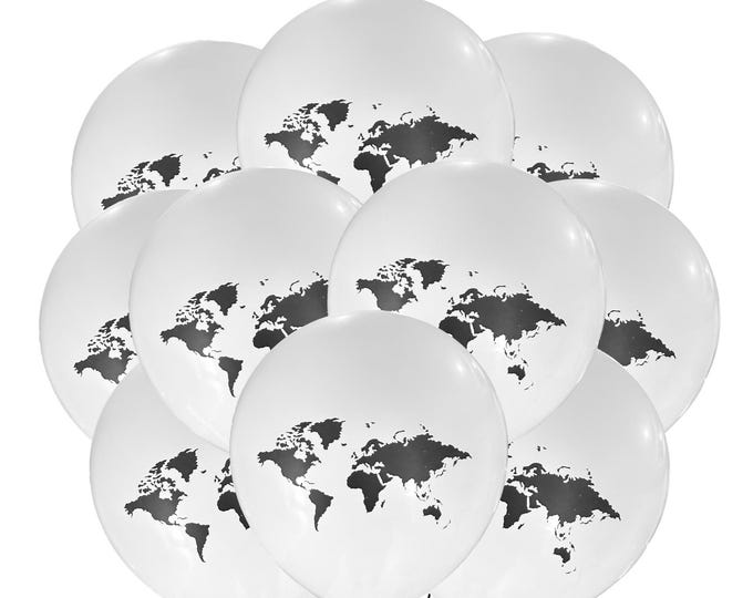 12ct World Map Balloons 12", Geography Balloons, Geography Balloons, Earth Day Balloons, World Globe Map Theme Party, Earth Balloons