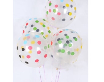 12 PACK Colorful Polka Dots Premium Balloons, Baby Shower Balloons, Polka Dots Decorations, Birthday Party Ideas, Colored Polka Dot Balloons