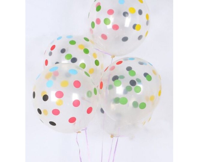 12 PACK Colorful Polka Dots Premium Balloons, Baby Shower Balloons, Polka Dots Decorations, Birthday Party Ideas, Colored Polka Dot Balloons