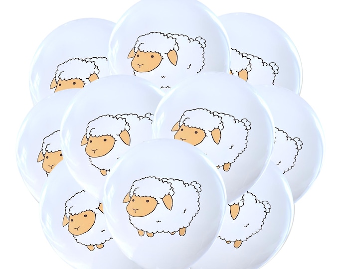 12ct Sheep Balloons, Animal Birthday, Lamb Theme, Lamb Balloons, Shepherd Party Decorations, Sheep Birthday Party supplies