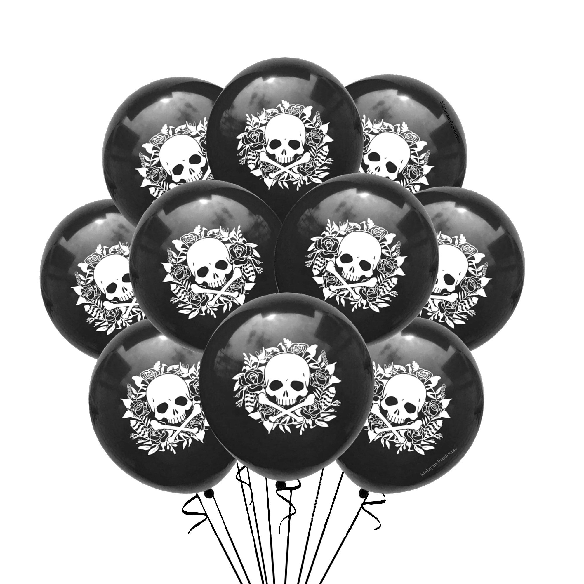 Skull & Crossbones Balloons 12 Skull Balloons Latex Jolley Roger