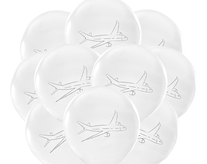 12ct Airplane Balloons, Airplane Birthday Party Balloons, Pilot Theme Party Decorations, Flight Attendant Birthday Balloons, Airport Balloon