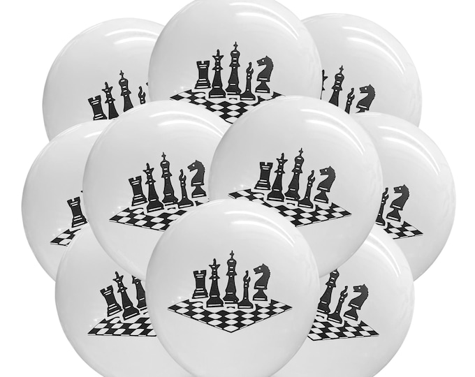 12ct Chess Balloons, Chess Birthday, Chess Theme, Chess Club Balloons, Queens Gambit Birthday Party Decorations