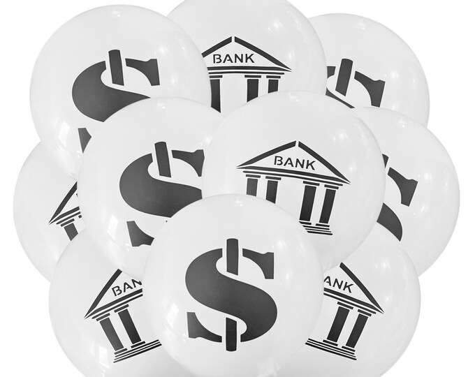 12ct Bank Balloons, Finance Theme, Accountant Party Decoration, Banker Birthday, Money Theme Ideas