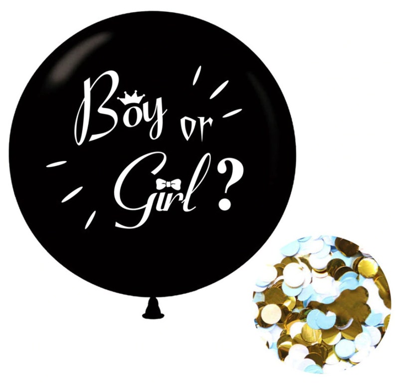 Gender Reveal Balloon Idea Confetti Balloon 36 Black Etsy