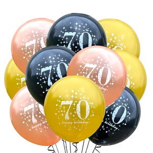 70th Happy Birthday Balloons 12&quot;, 70th Birthday Balloons, Seventy Party Balloons, Seventieth Theme, 70th Party Decor, Turning 70 Birthday