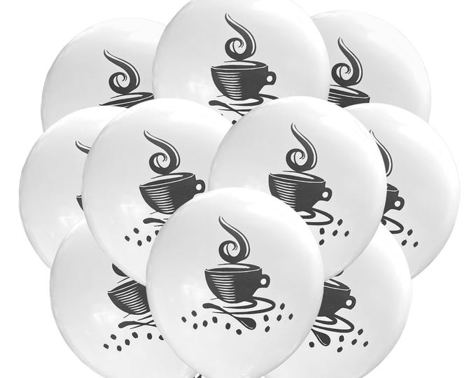 12ct Coffee Balloons, Coffee Birthday Theme, Coffee Cup Party, Espresso Balloons, Cafe Party Coffee Shop Birthday, Coffee Shop Decorations