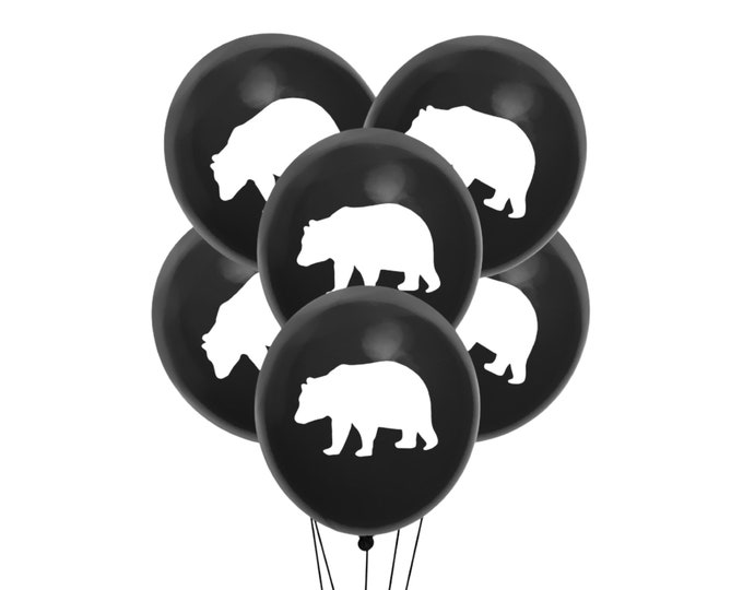 Woodland Bear Balloons, Bear Birthday Party Balloons, Black Bear Balloons, Rustic Theme Balloons