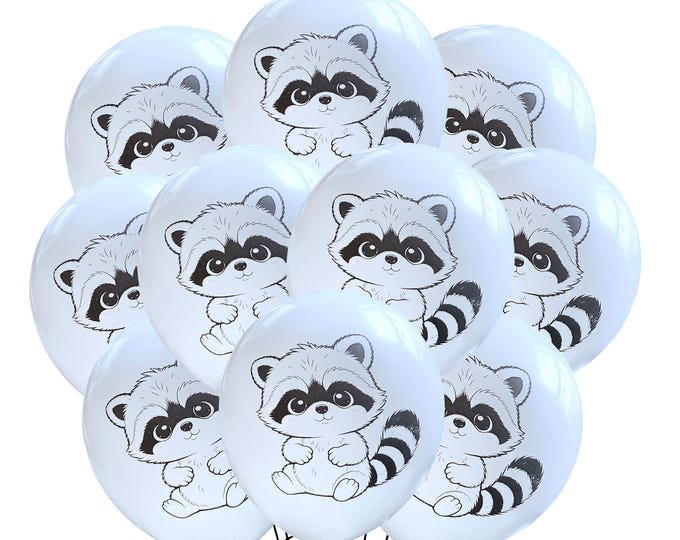 Baby Raccoon Balloons, Forest Creature Baby Shower Theme, Trash Panda Birthday, Girl or Boy Party Supply