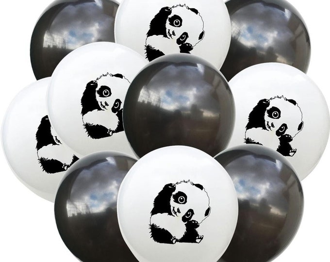 12 Pack Panda Party Balloons, Black Balloons 12 Pack, Animal Birthday Balloons, Panda Theme Decor, Panda Party Ideas