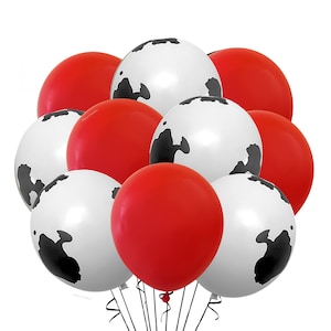 24 Pack Cow Balloons Bundle , 12&quot; Assorted Red Cow Party Balloons, Farm Theme decor, Barnyard Event, Barnyard Birthday Theme Balloon Bouquet