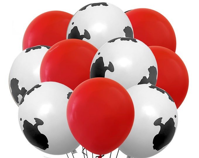 24 Pack Cow Balloons Bundle , 12" Assorted Red Cow Party Balloons, Farm Theme decor, Barnyard Event, Barnyard Birthday Theme Balloon Bouquet