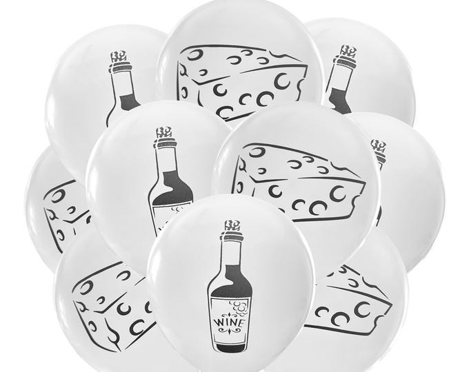 12ct Cheese & Wine Balloons, Wine Party Balloons, Wine Birthday Theme Cheese Party Decoration Balloons