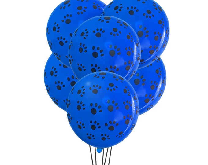 50ct Blue Paw Print Balloons, Pet Birthday Party Balloons, Paw Patrol Party Decorations, Animal paw Print Latex Balloons