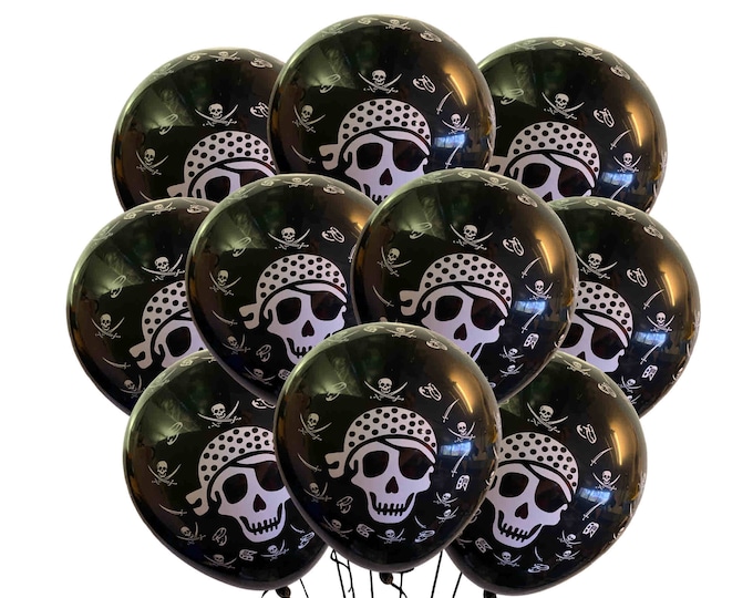 Pirate Birthday Balloons 12", Pirate Skull Balloons, Pirate Theme Ideas, Pirate Birthday Theme, Jolly Roger Balloons, Pirate Party Décor,