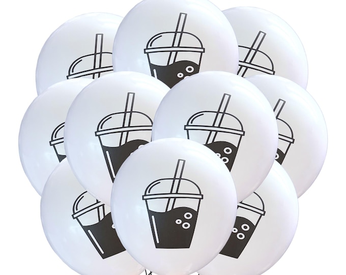 12ct Bubble Tea Balloons, Boba Party Balloons, Boba Birthday Theme, bubble Tea Decoration, Bubble Tea Birthday Theme, Asian Theme Balloons