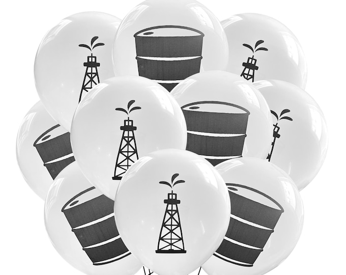 12 Count Oilfield Balloons, Drill Baby Drill Birthday Theme, Oil Rigger, Drilling Party