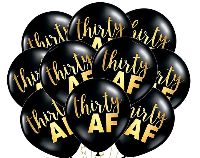 30 AF Balloons Decorations 10" 30th Birthday Balloons thirty Celebration Party Supplies Thirtieth Balloons Adult Birthday