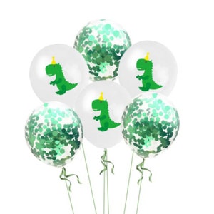 Dinosaur Party Balloons 12&quot; | Dino Birthday Party Balloons | Green Confetti Kids Birthday Theme Party Decor, T-Rex Balloons, Jurassic Dino