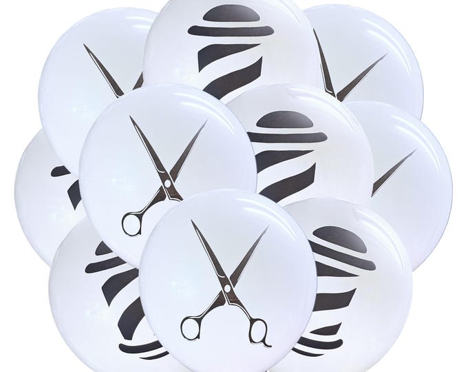 12ct Barber Balloons, Barbershop Balloons, Haircut Theme, Scissor Balloons, Barber Birthday Theme, Hair Salon Decorations, Barber Party