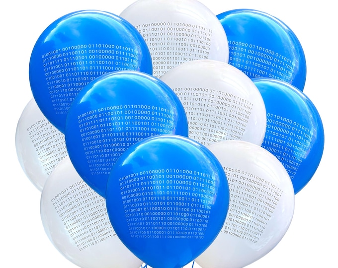 Blue Coding Balloon Mix, Coder Birthday, Software Engineer, Computer Programmer Balloons