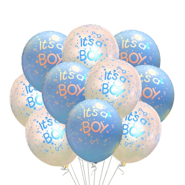 It's A Boy Baby Shower Balloons 12" Blue Theme Baby Shower Decorations, Baby Shower Party Ideas, It's A Boy Theme Party