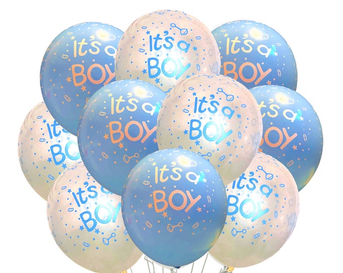 It's A Boy Baby Shower Balloons 12" Blue Theme Baby Shower Decorations, Baby Shower Party Ideas, It's A Boy Theme Party