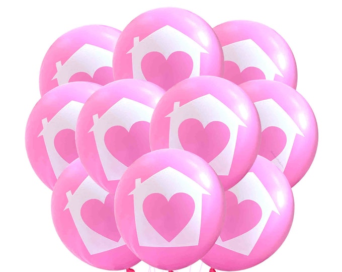 Housewarming Party Balloons, Pink house Balloons, Home Sweet Home Balloons, New Home Balloons, Realtor Balloons, Home is where the heart is