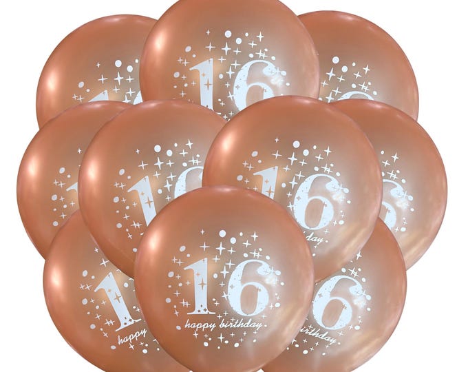 16th Birthday Balloons 12", 16th Balloons, 16th Birthday decorations, Sixteenth Birthday Balloons, Sweet Sixteen Balloons, 16th B-day party