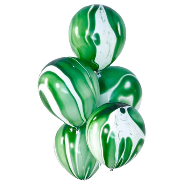12 Pack Green Marble Balloons, 12" Balloons Green Tie Dye Party Balloons, Green Themed party decor, Green and white latex balloons