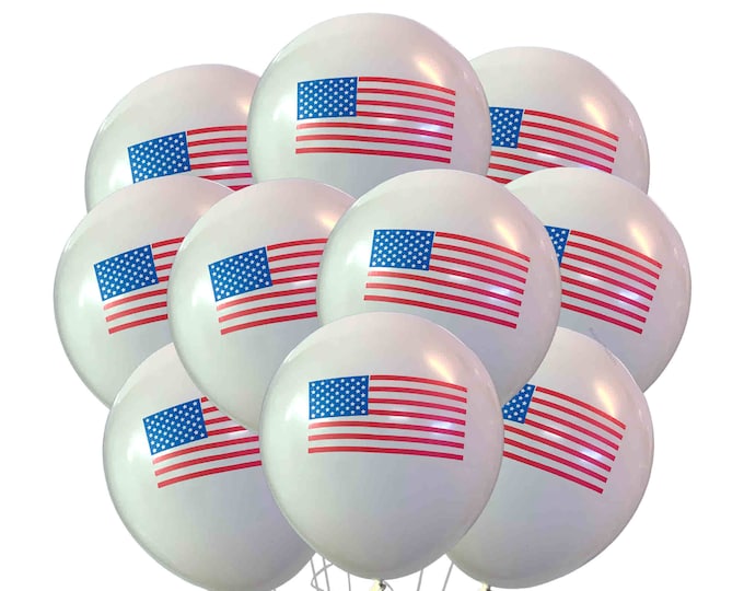 American Flag Balloons 12", USA Balloons, Patriotic Balloons, July 4th Party Balloons, US Flag Birthday Balloons,