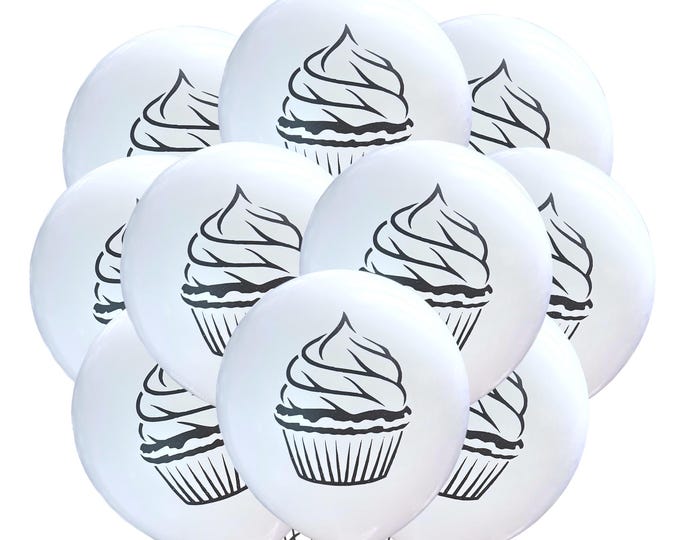 12ct Cupcake Balloons, Baking Party Balloons, Cupcake Theme Party Decoration, Baking Balloons, Cupcake Birthday Theme, Baking Decorations