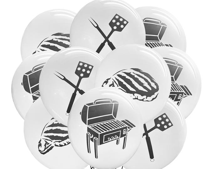 12ct Grill Balloons, Steak Birthday, Grilling Party, BBQ Birthday, BBQ Party, Grill Theme Decorations, Cookout Balloons, Cookout Birthday