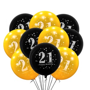 21st Birthday Balloons 12&quot;, 21 party balloons, 21st balloons,  21st Theme Decoration, 21st black & gold Balloons,