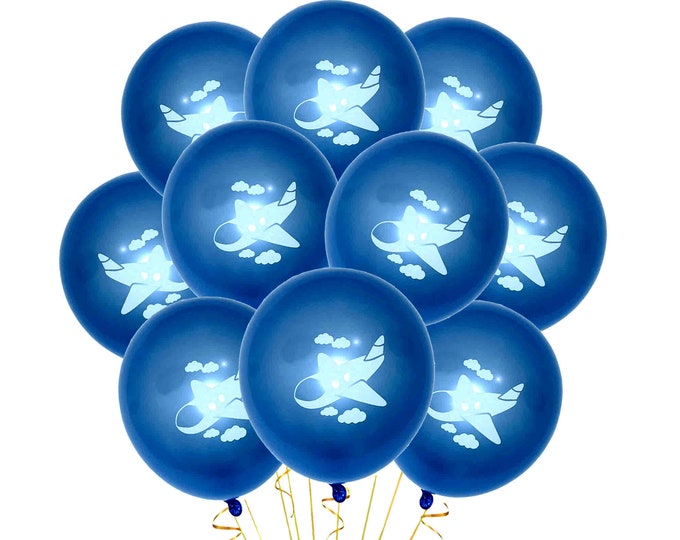 Airplane Balloons, 12" Jet Party Balloons, Airplane Theme Party Decoration, Kids Balloons, Baby Shower Balloons, Pilot Balloons