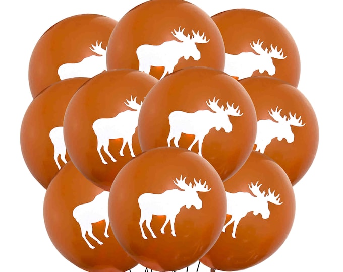 Brown Moose Balloons, Moose Birthday Party, Woodland Balloons, Woodland Birthday  Theme, Moose Theme Decorations
